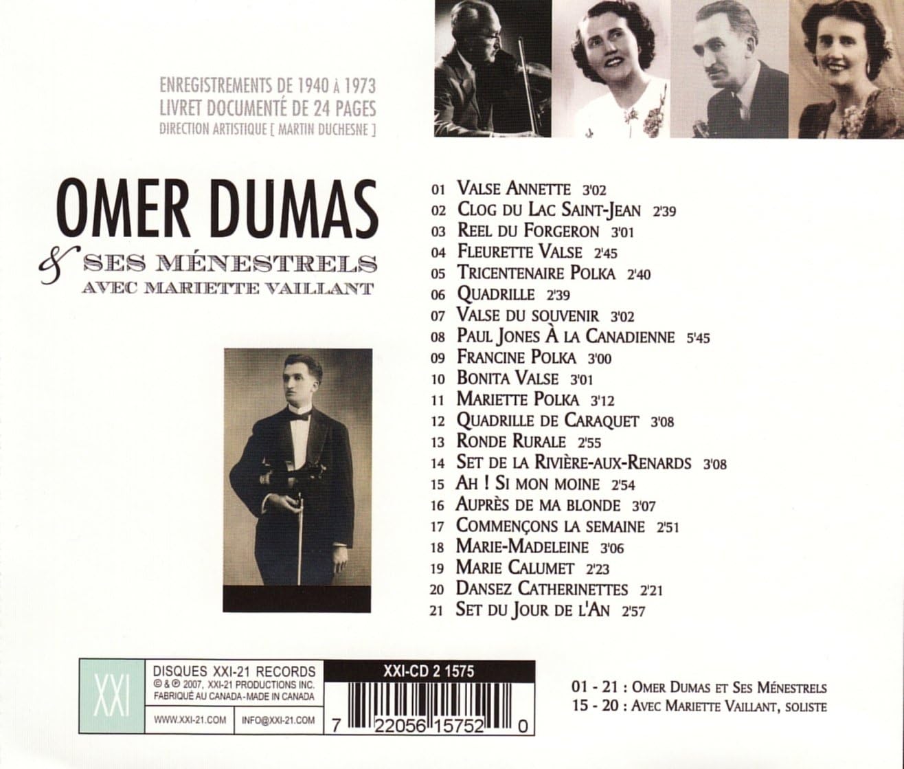 Enregistrements De 1940-1973 [Audio CD] Omer Dumas et Ses Menestrels