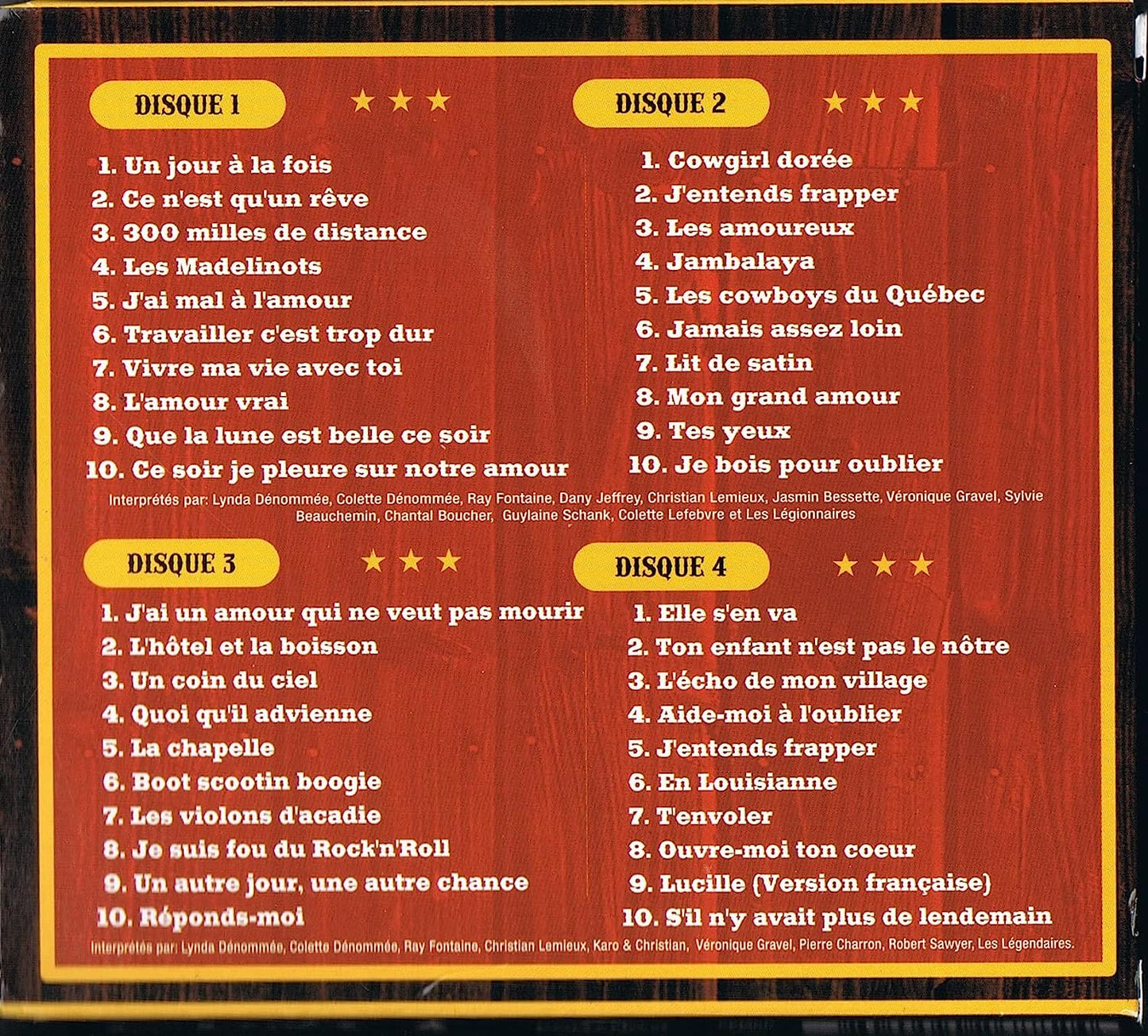 40 Plus Grands Succes Country (incluant 40 Chansons 4 CD / Country Pour La Vie - Un jour a la Fois & J'ai Un Amour Qui Ne Veut Pas Mourir) [audioCD] Artistes Variés