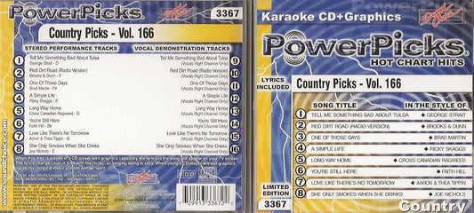 POWER PICKS HOT CHART HITS - COUNTRY VOL. 166 (Karaoke CD+G) [Audio CD] Version Made Popular By: George Strait/ Brooks & Dunn/ Brad Martin/ Ricky Skaggs/ Cross Canadian Ragweed/ Faith Hill/ Aaron & Thea Tippin/ Joe Nichols/