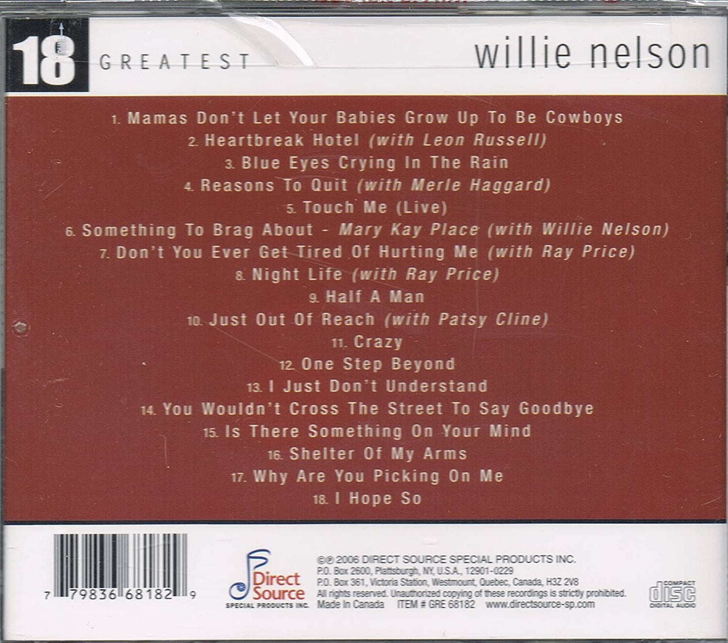 18 Greatest [Audio CD] Willie Nelson