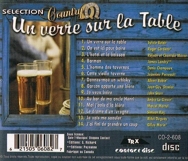 Selection Country / Un Verre Sur La Table (versions originales) [audioCD] Artistes Variés